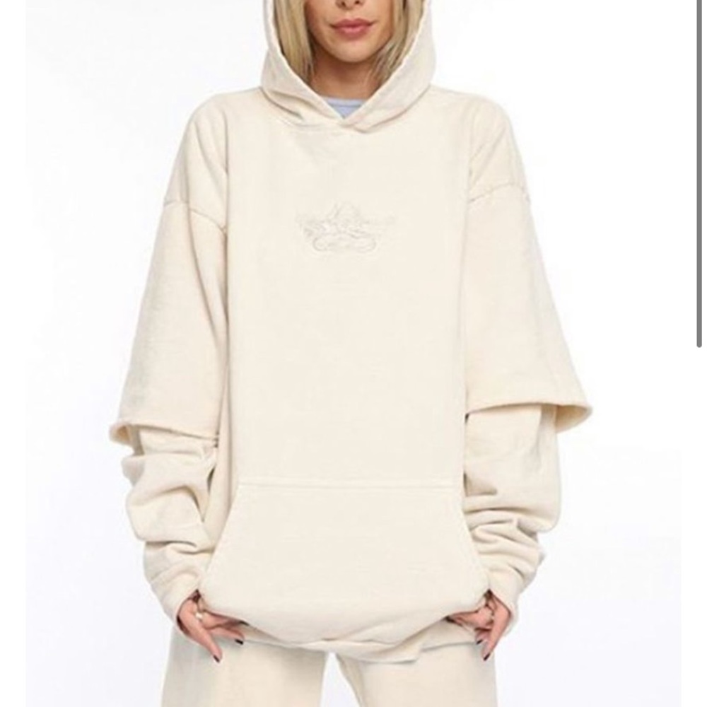 Boys lie twofer ivory hoodie